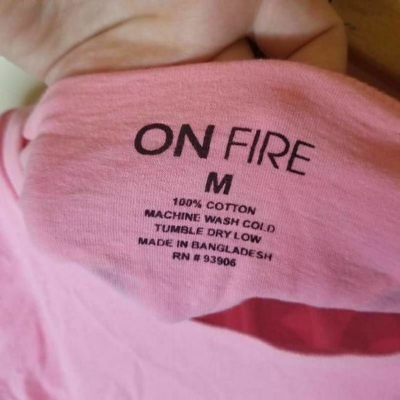 Onfire T-Shirt Pink Gray Color Block Love Long - Picture 10 of 12